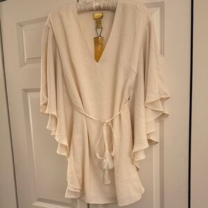 NWT H&M Cream Tunic Kaftan Dress with Tassel Detail